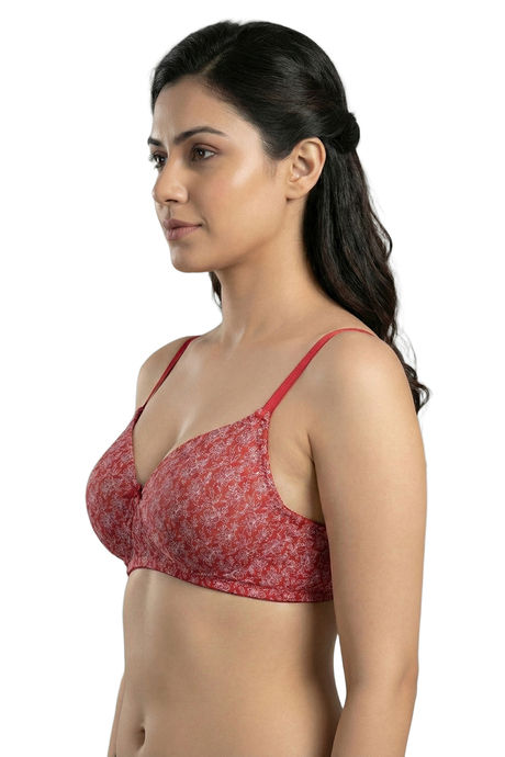 Zivame Padded Non Wired 3/4th Coverage Tshirt Bra - Red Flowy Floral — image 3